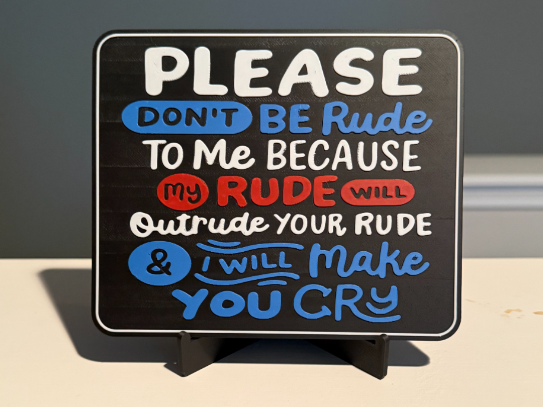 PLEASE DON'T BE RUDE TO ME BECAUSE MY RUDE WILL 