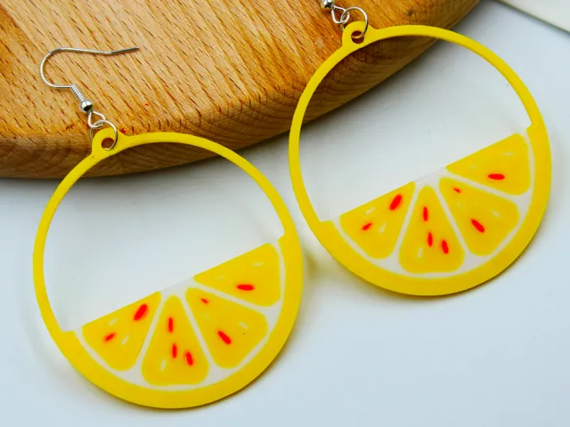 Lemon Earrings Citrus Fruit Jewelry for Printing