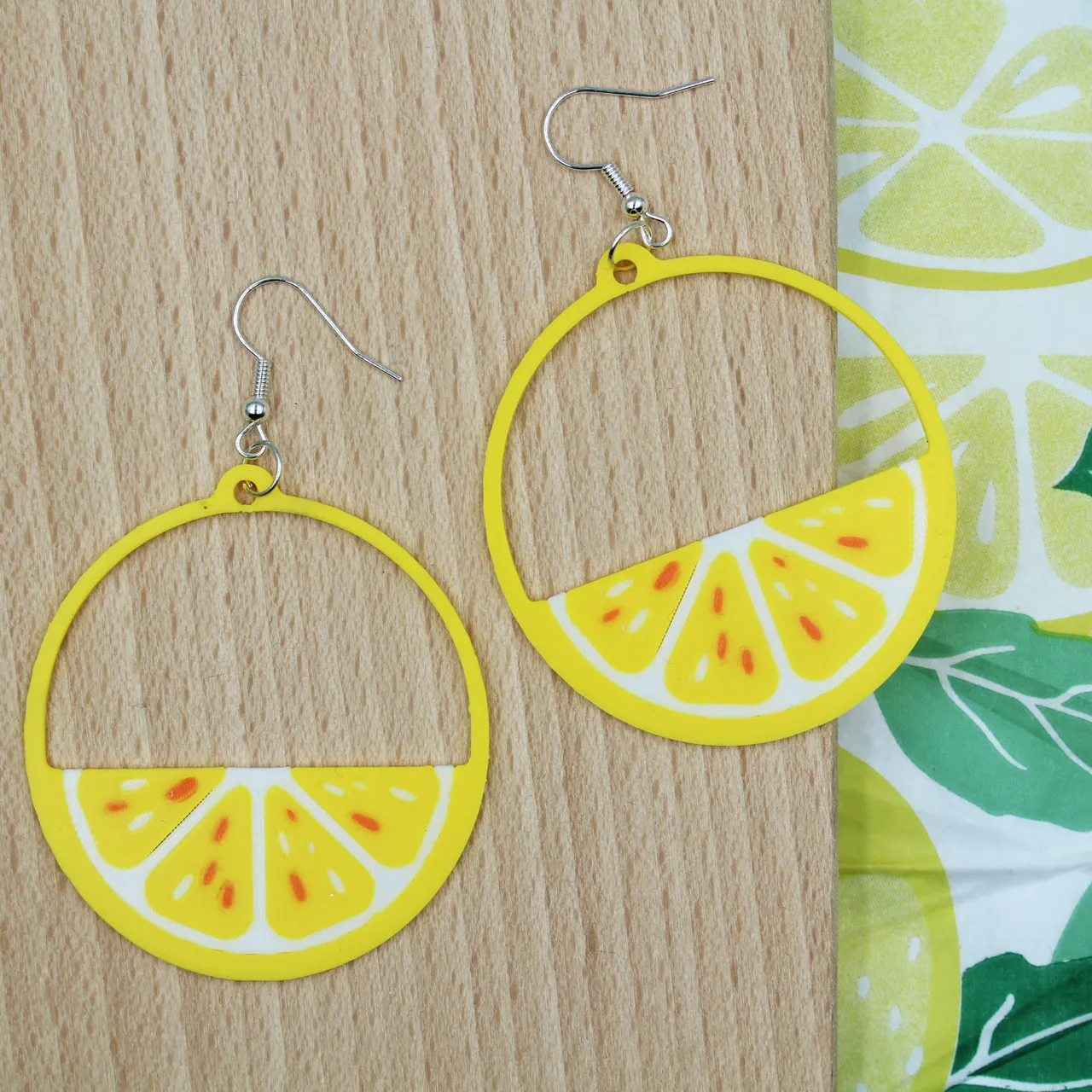 Lemon Earrings Citrus Fruit Jewelry for Printing view 2