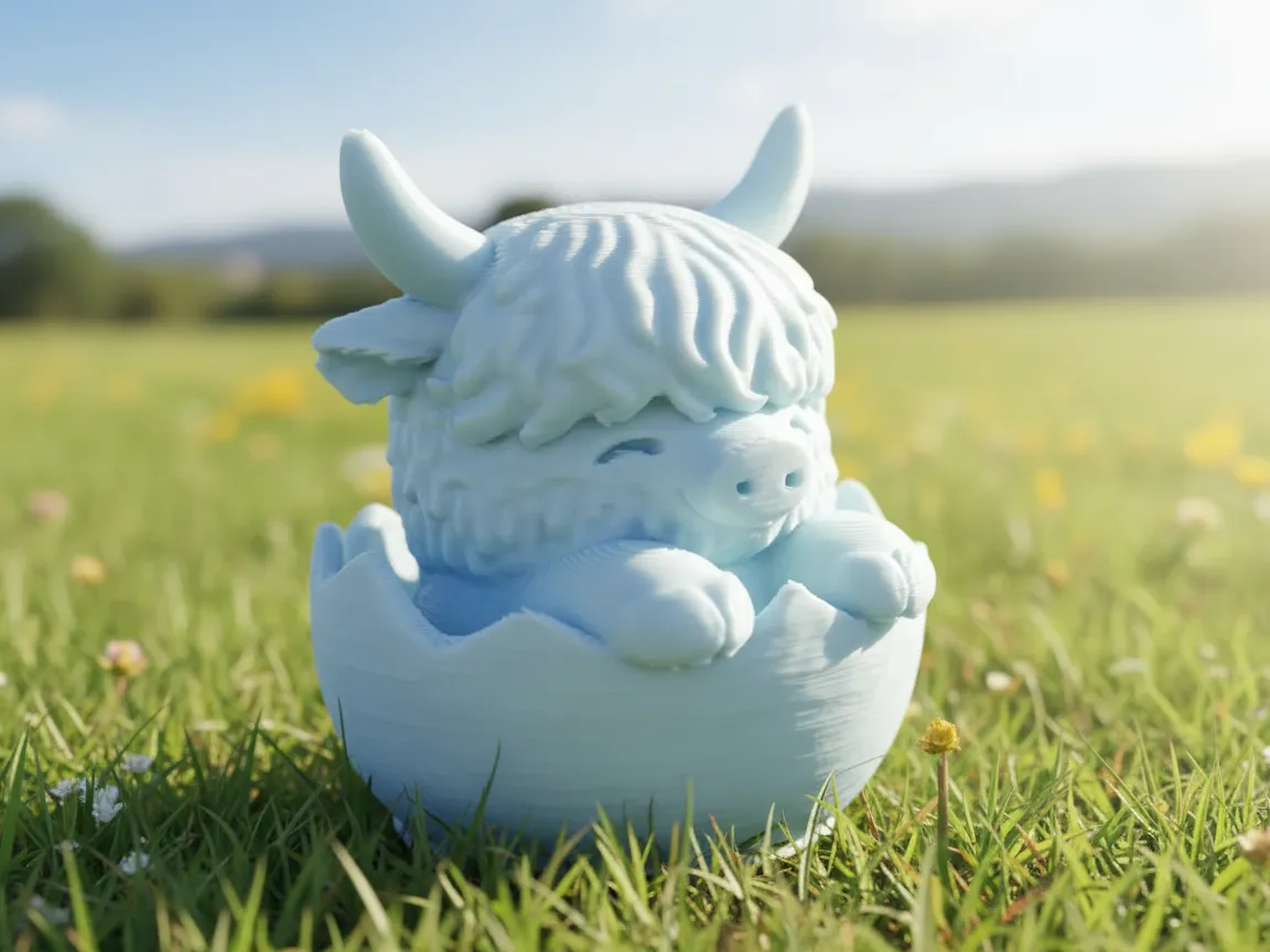 Coaws Model Easter Mini Pals Hatching Highland Cow - Free 3D Print Model - MakerWorld