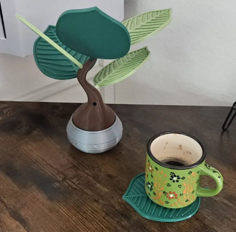 Leaf Drink Coasters with Decorative Plant Holder