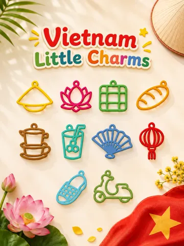 Llavero: Vietnam Little Charms – 10 Cute Vietnamese Icons — vista de referencia 2