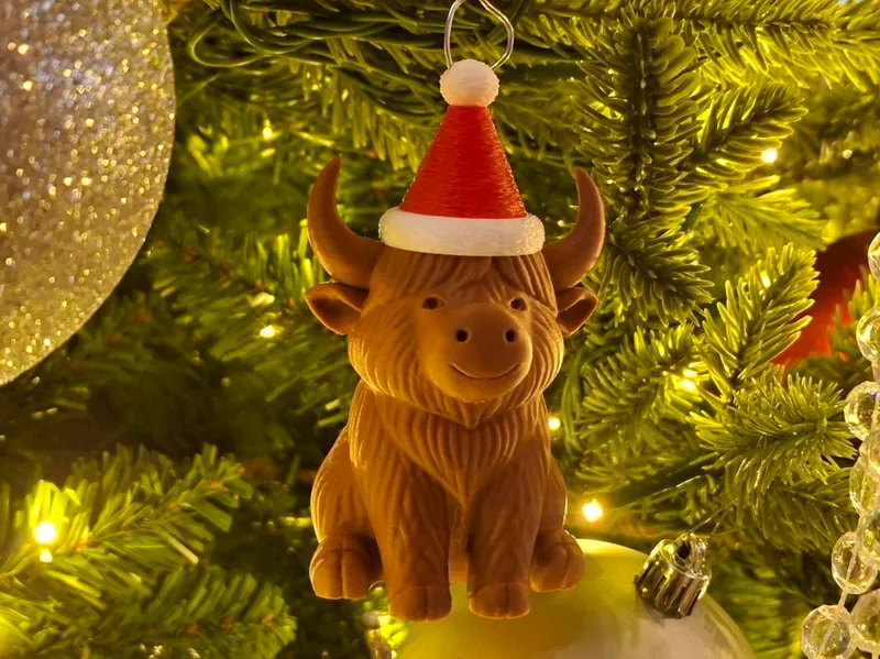Highland Cow Christmas Ornament