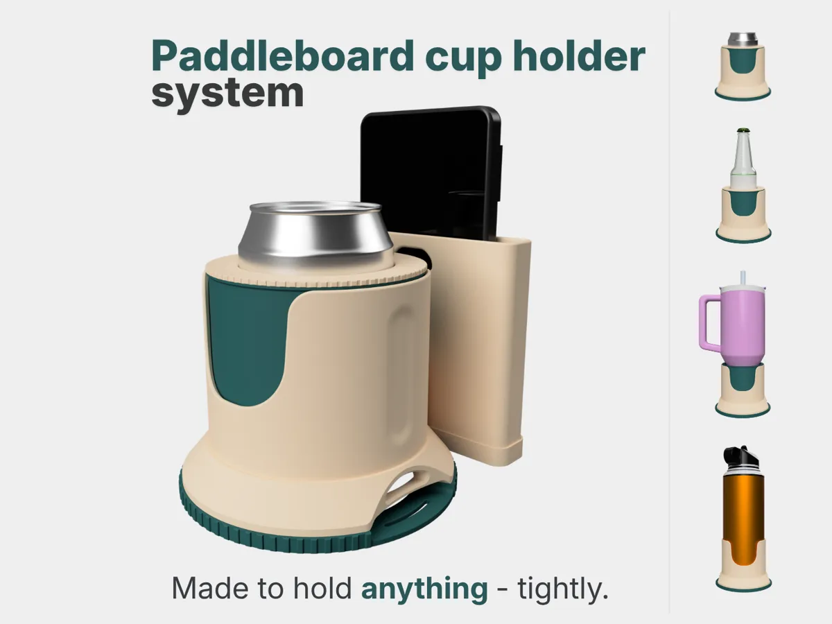 SUP CUP Pro: Secure Paddleboard Cup Holder System - Free 3D Print Model ...