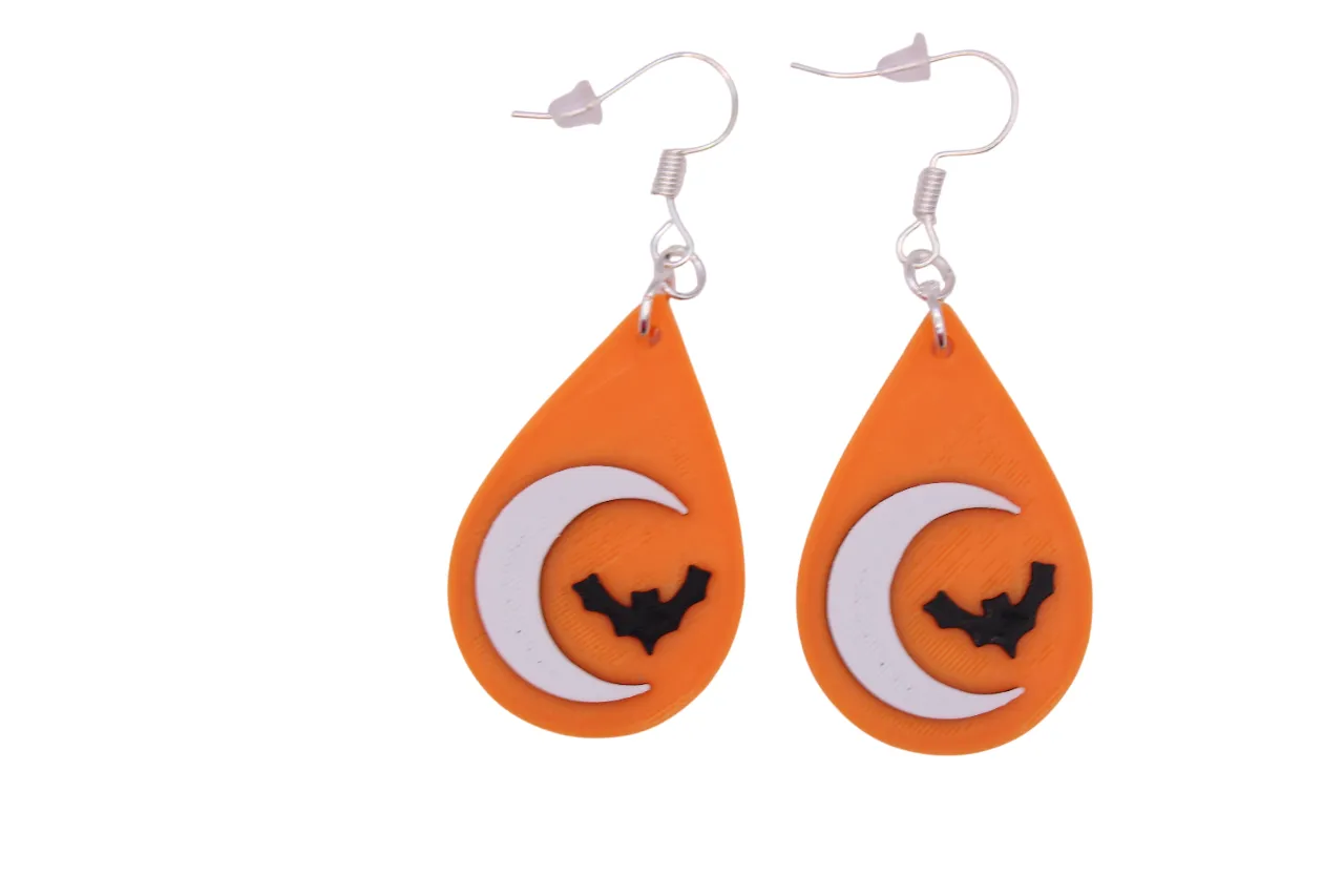 Halloween Earrings pt 14 - Bat 2 Tear Drops view 4