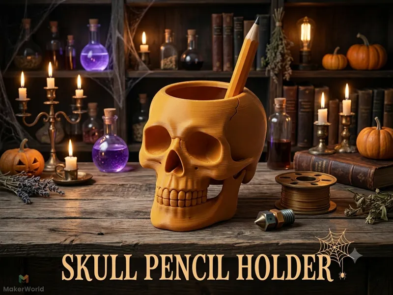 Skull Pen Holder Halloween 
