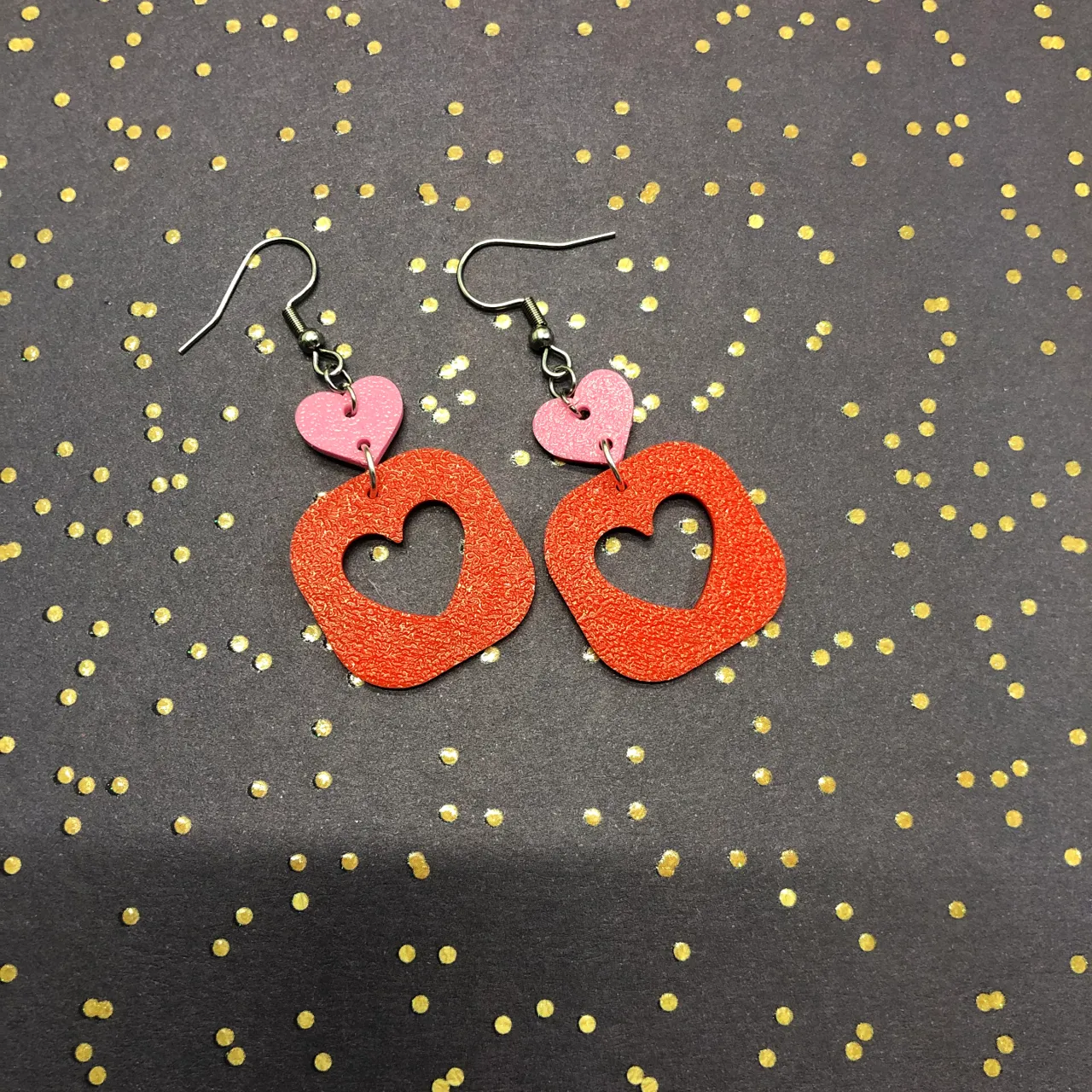 Two hearts Valentine's day earrings 0.4 mm nozzle view 3