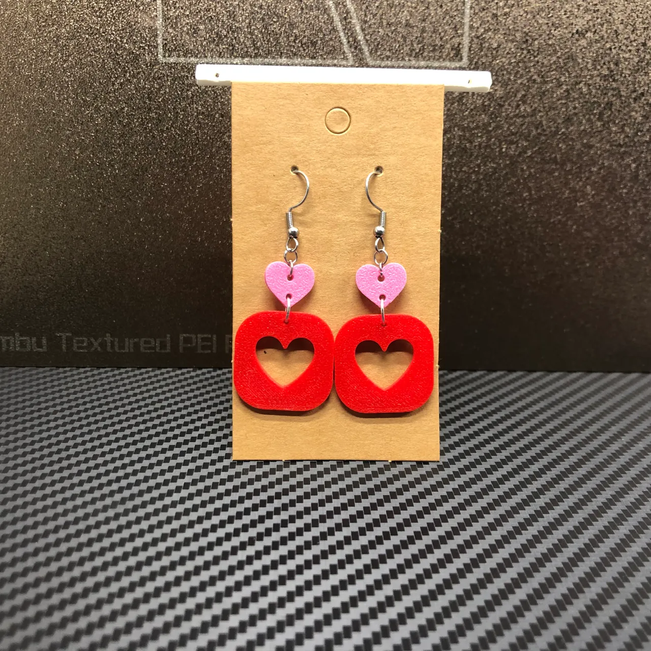 Two hearts Valentine's day earrings 0.4 mm nozzle view 2