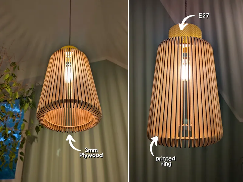 Kegelförmige rippen Lampe aus 3mm Plywood