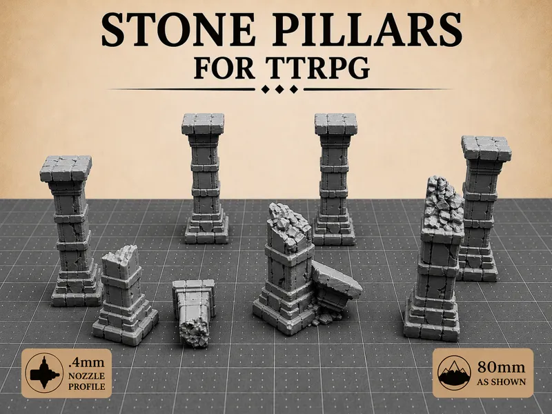 Stone Pillars for TTRPGs (Scatter Terrain)