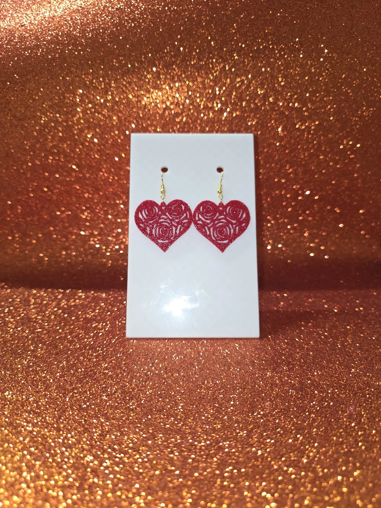 Roses in the heart earrings view 2