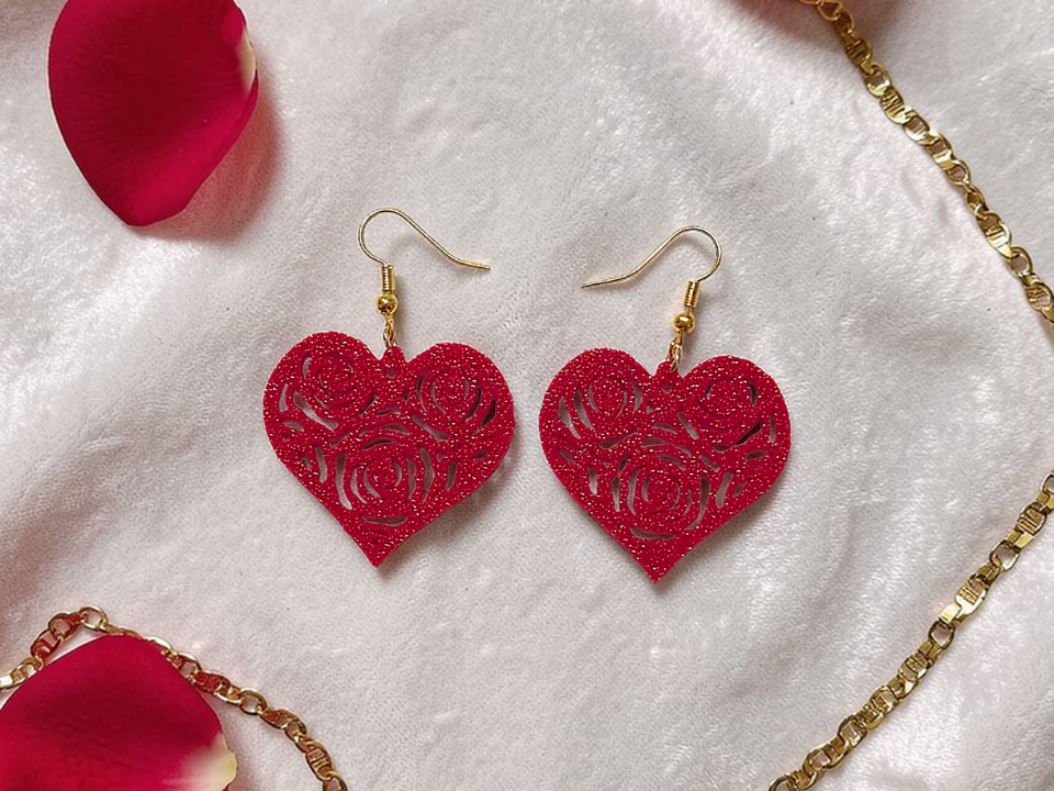 Roses in the heart earrings