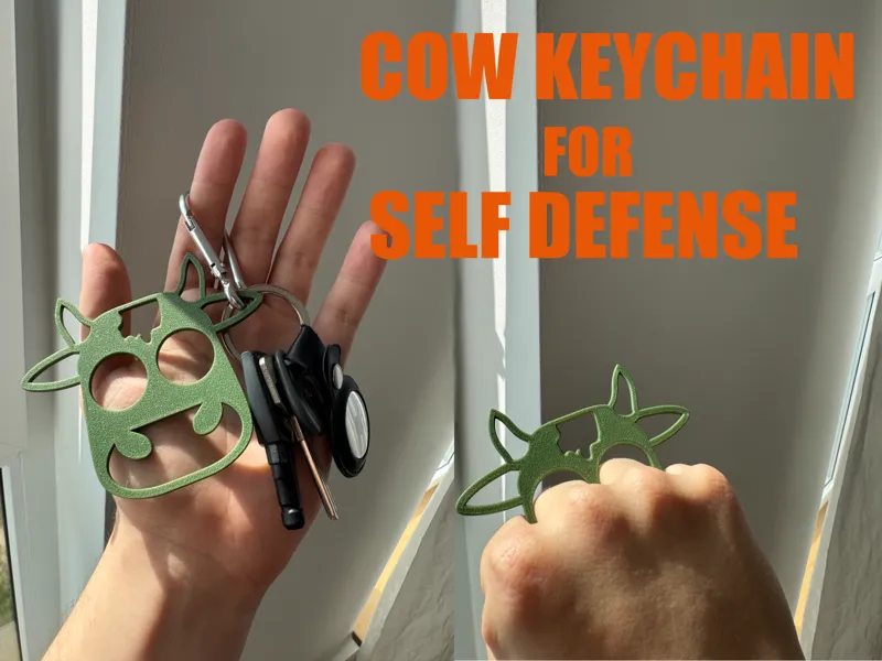 Cow keychain for self-defense