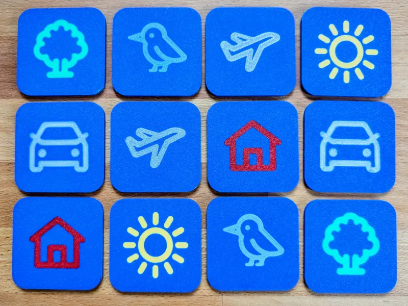 Toddler Memory Game Cards 6 Pairs 60x60x4mm