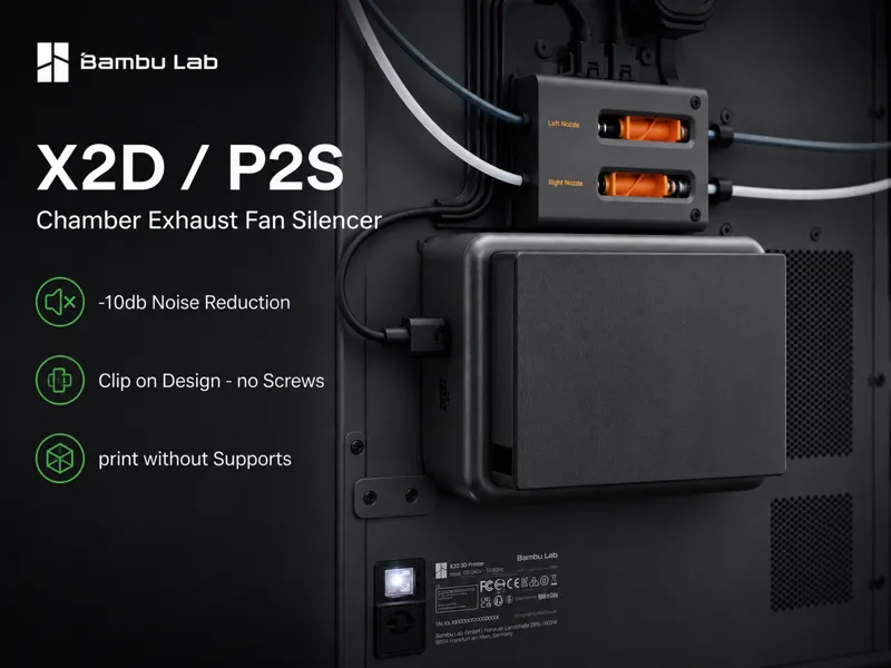 X2D / P2S Chamber Exhaust Fan Silencer *-10DB*