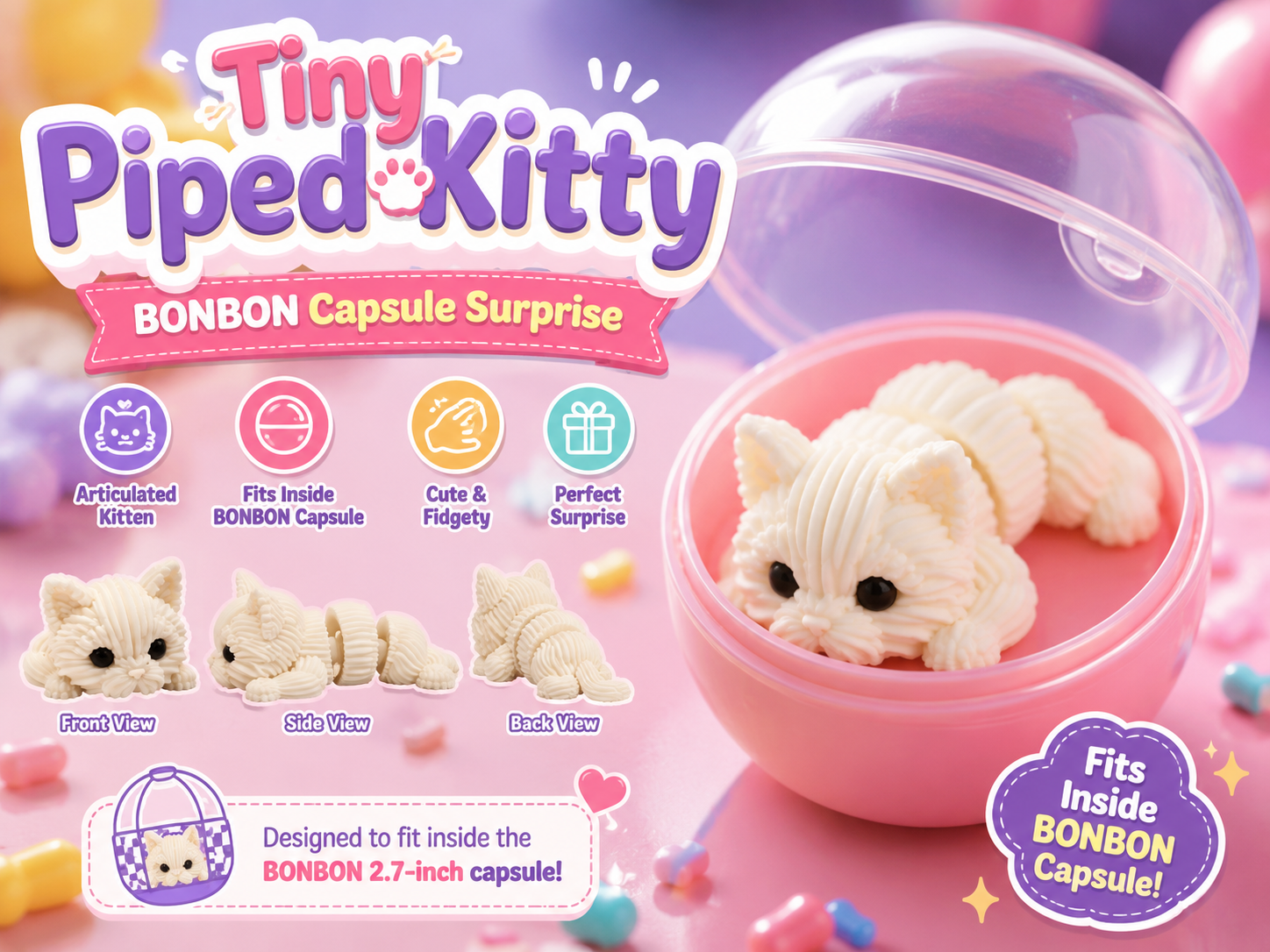 Tiny Piped Kitty | BONBON Capsule Surprise