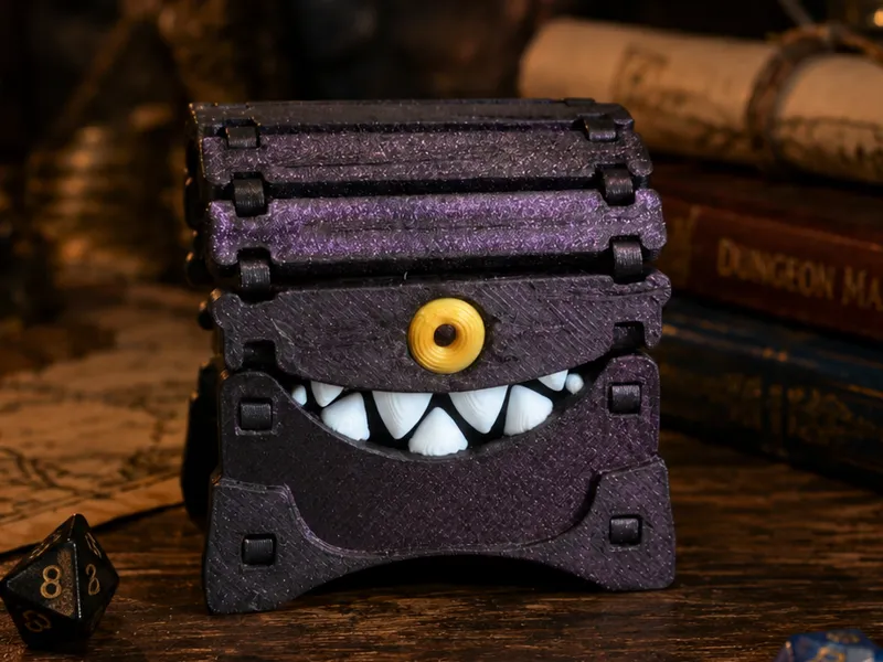 Mini Mimic Treasure Chest – RPG Dice Holder