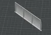 4-5/16" x 1½"  without the pegs, 4½" including pegs