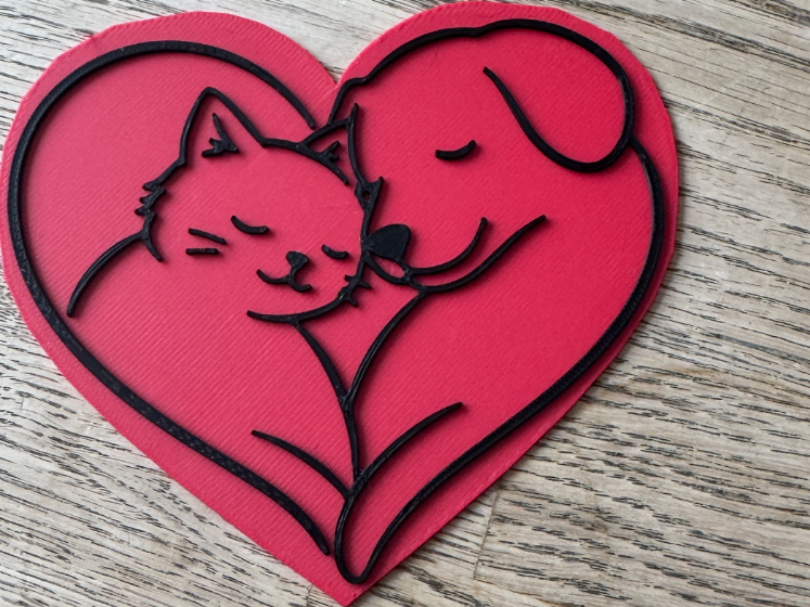 Dog & Cat Valentine Heart (KeyChain)