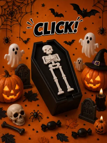 Objeto manipulable: Clickers Series - #17 Halloween - Spooky Skeleton — vista de referencia 2