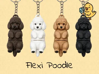 Cute Poodle Keychain – Articulated Flexi Toy Dog