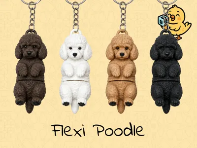 Cute Poodle Keychain – Articulated Flexi Toy Dog