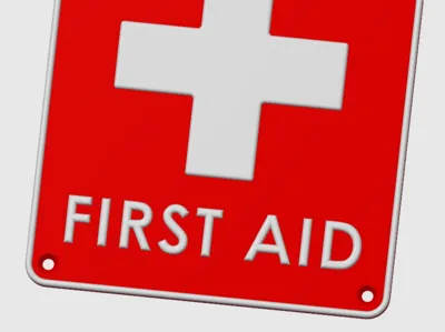 FIRST AID SIGN WITH SCREW HOLES