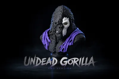 Undead Gorilla Bust - Dark Fantasy Ape Statue