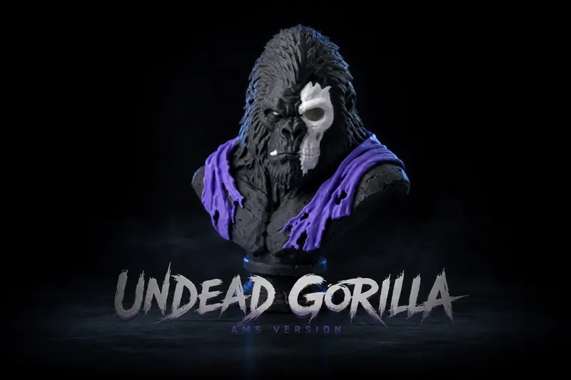 Undead Gorilla Bust - Dark Fantasy Ape Statue