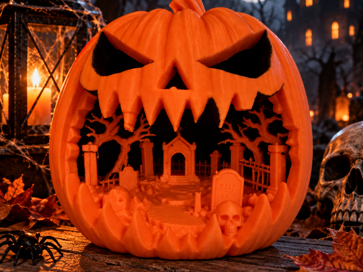 Spooky Graveyard Pumpkin – Halloween-Deko - 1