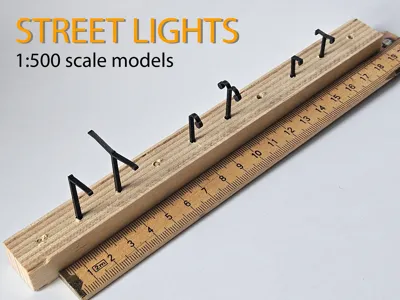 set of simple street light models for 1:500 scale