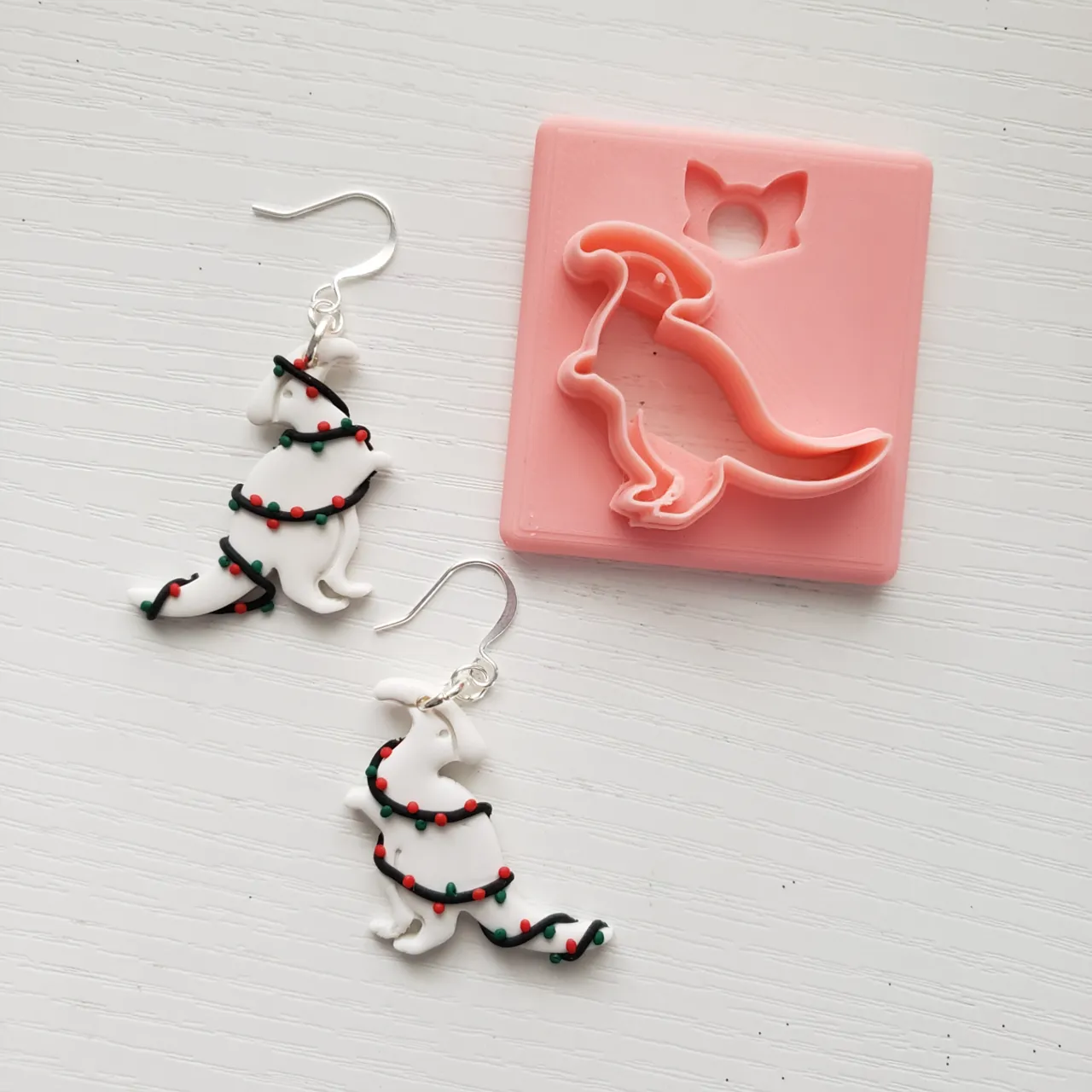 Small Parasaurolophus Polymer Clay Earring Cutter view 3
