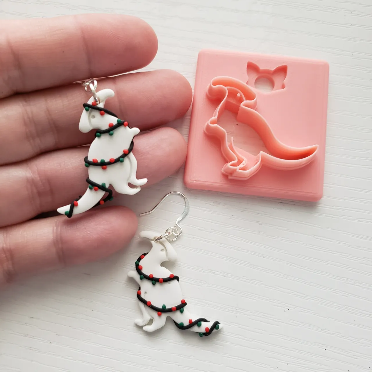 Small Parasaurolophus Polymer Clay Earring Cutter view 2