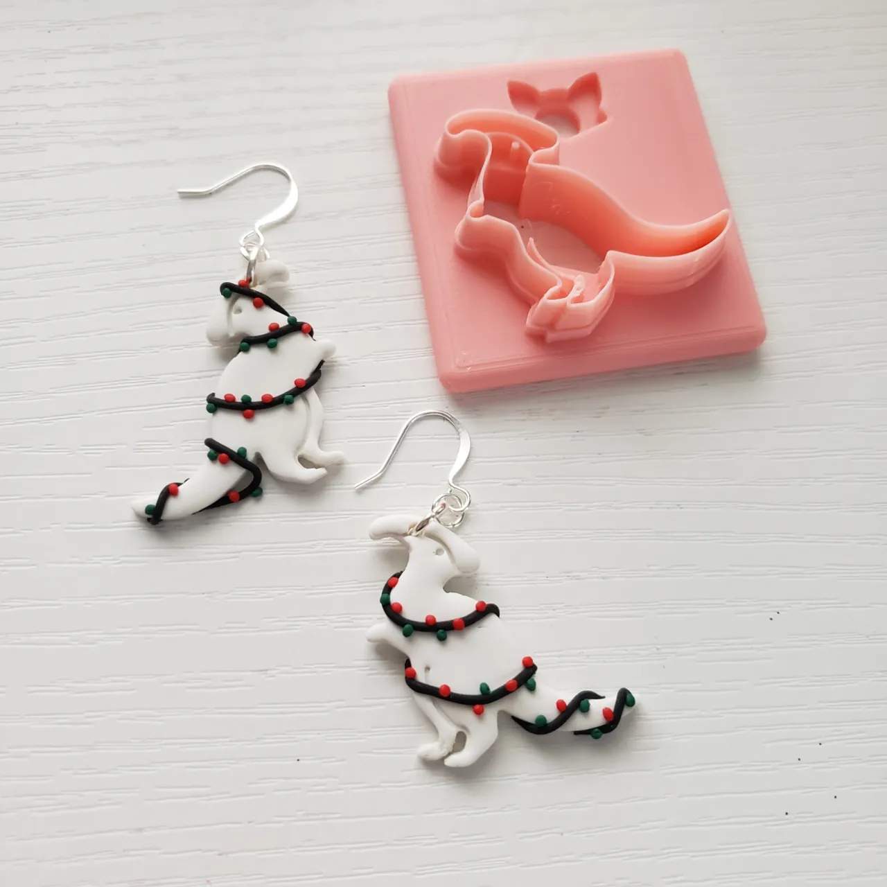 Small Parasaurolophus Polymer Clay Earring Cutter view 4