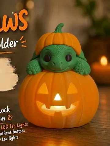 Accesorio de iluminación decorativa: Turtle GlowPaws Tealight Holder Pumpkin — vista de referencia 2