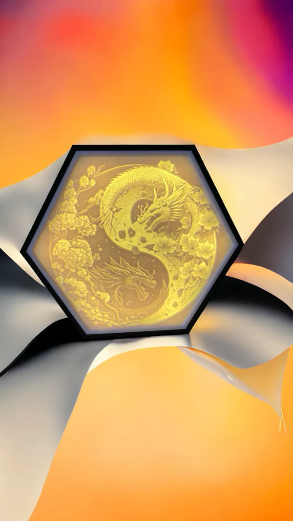 Lampe hexagonale yin-yang Dragon