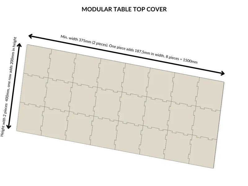 Modular table top cover, no tools required!