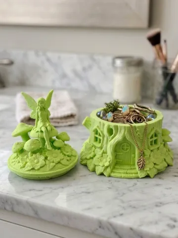 Caja o estuche: Fairy Mushroom Tree Stump Jewelry Box Container — vista de referencia 2