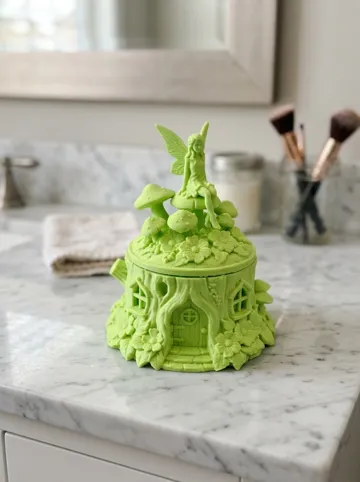 Caja o estuche: Fairy Mushroom Tree Stump Jewelry Box Container — vista de referencia 3
