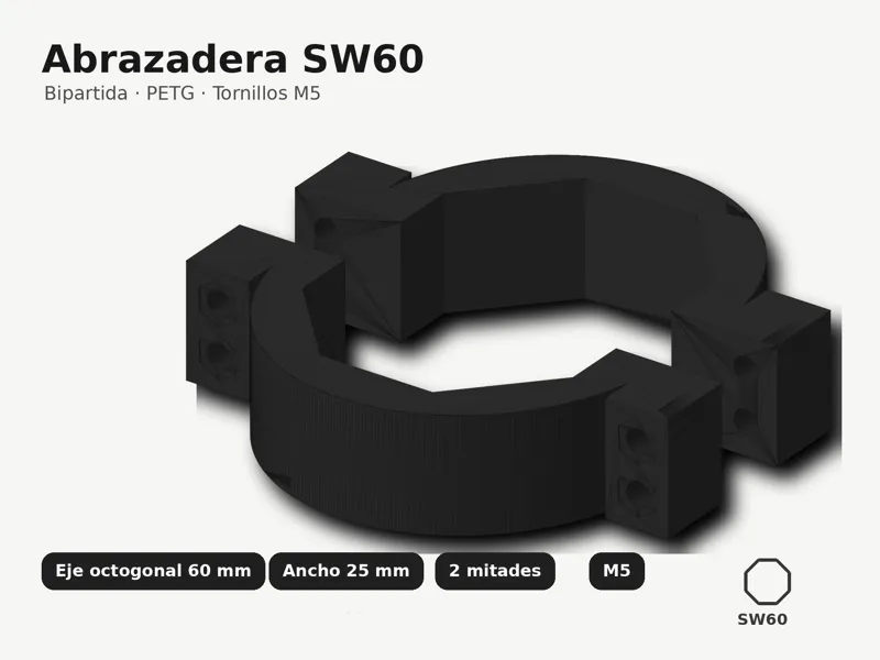 Abrazadera Eje octogonal SW60 – 2 piezas