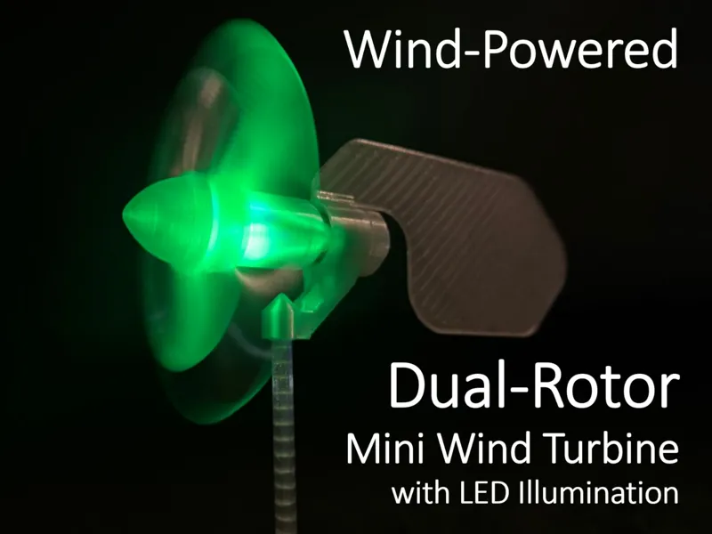 Dual-Rotor Mini Wind Turbine with LED Illumination