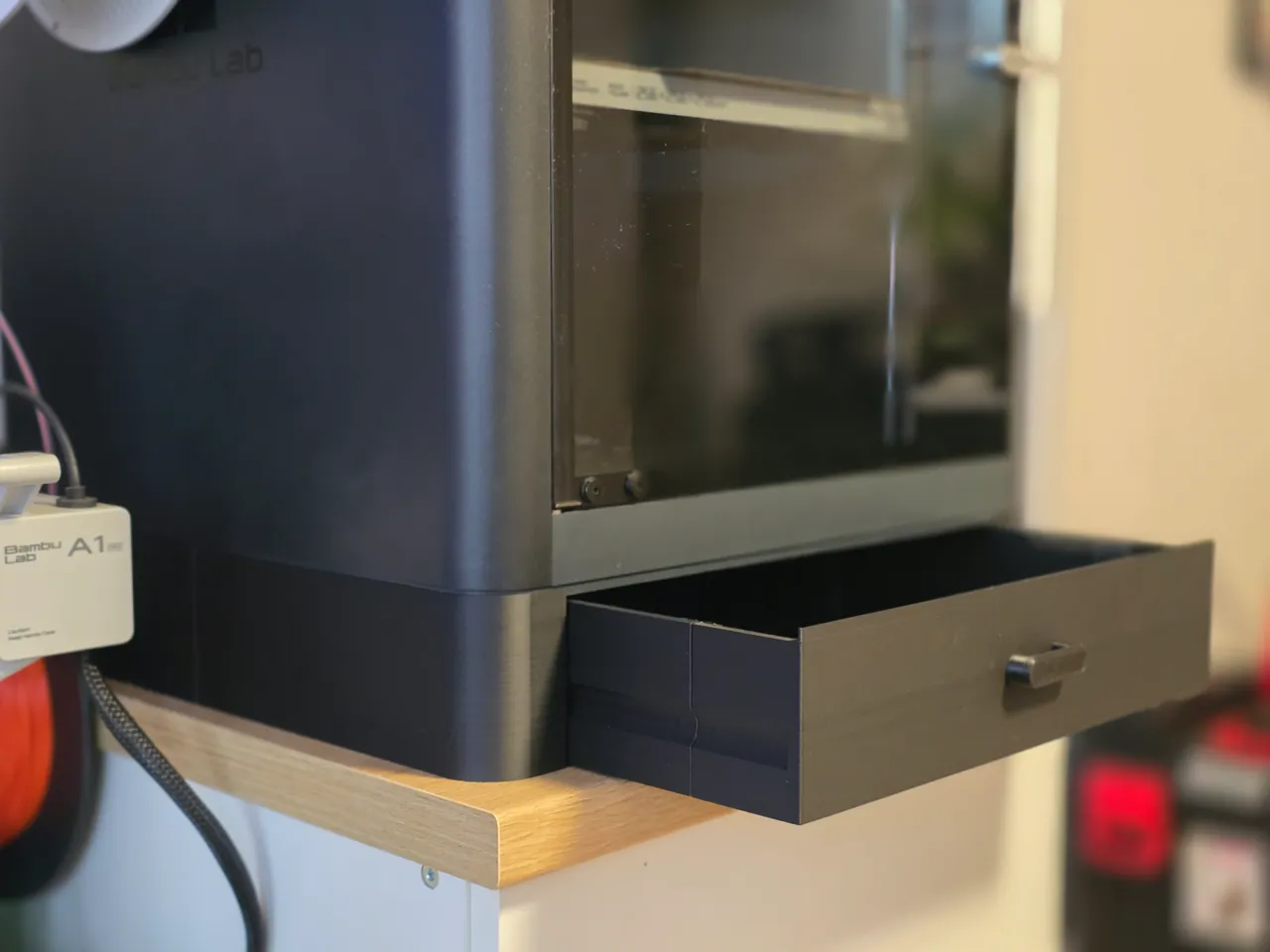 Storage drawer for P1P P1S X1C Printer riser view 3