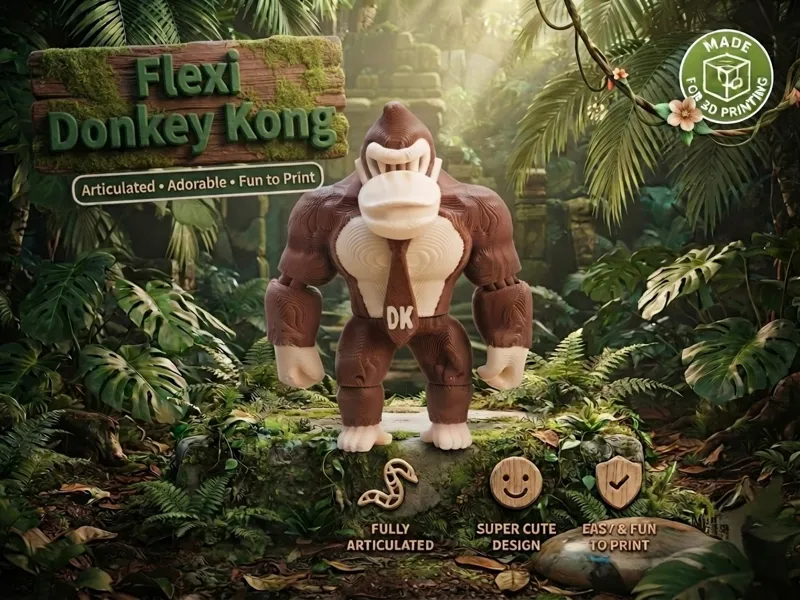 Flexi Donkey Kong Print in Place Articulated Fig