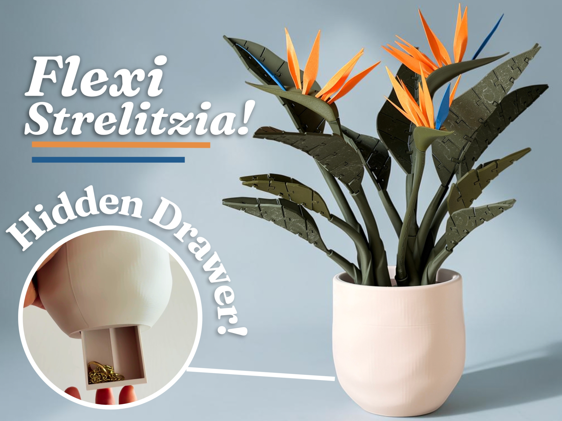 Flexi Plant – Bird of Paradise with Hidden Drawer - 1