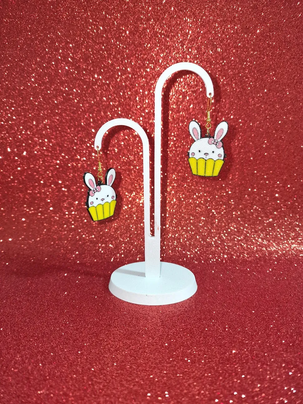 Bunny cupcake earrings view 3