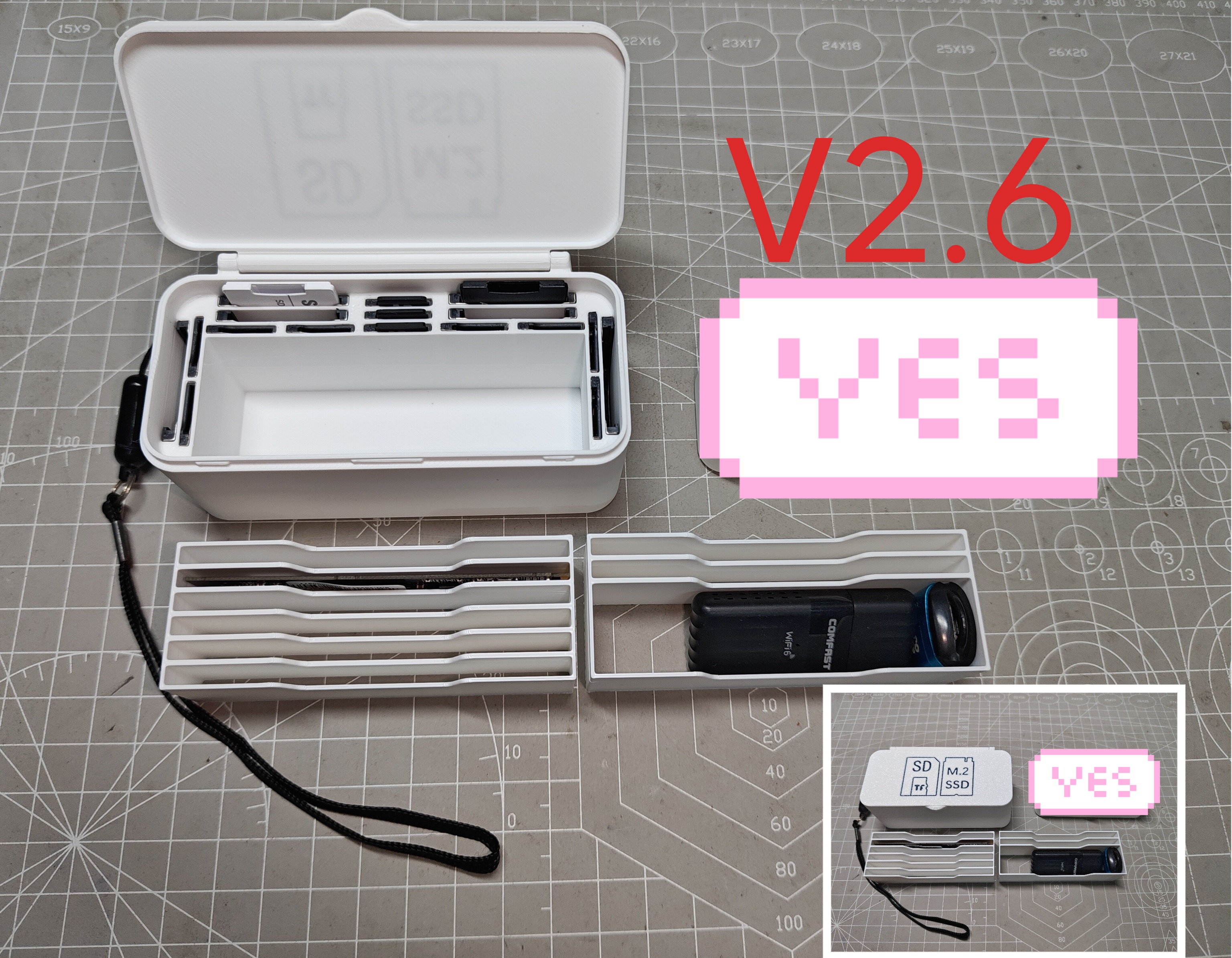 Miniatura 5 do modelo 3D V2自弹版TF SD 储存卡 U盘 读卡器 M.2SSD收纳盒