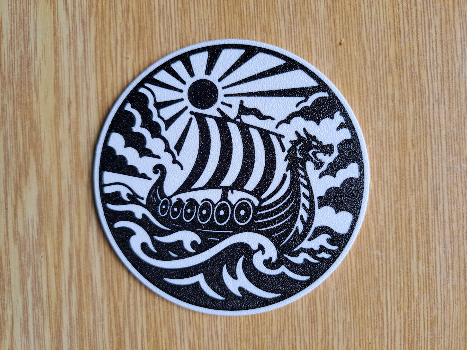Viking Longship on Stormy Seas Coaster