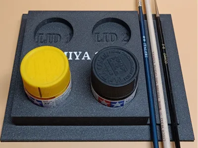 Antispill stand for Tamiya bottles and paintbrush
