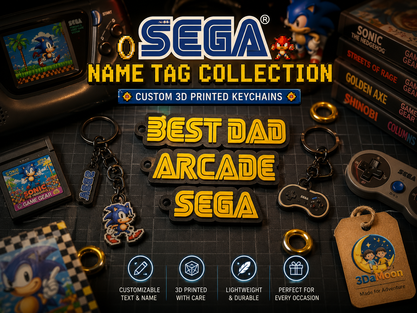 SEGA style customizable nameTag keychain