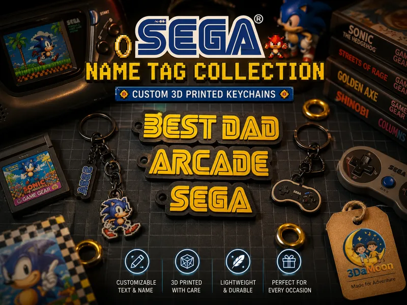 SEGA style customizable nameTag keychain